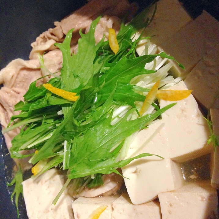 豆腐と水菜と豚肉のさっと煮